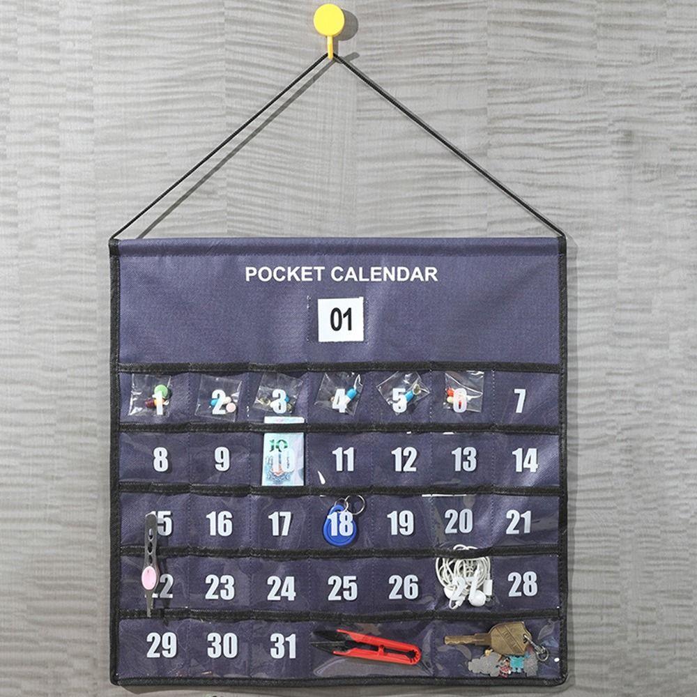 Non-woven Fabric Wall Mounted Calendar Organizer Reusable Decorative Calendar Bag Storage Bags with Pockets Numbered