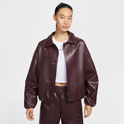 Nike Sportswear Jackets Women s 652 Bright Burgundy Red Lapel Moderate M