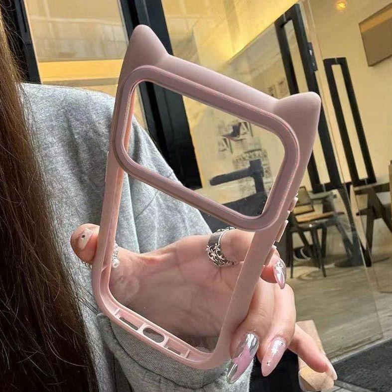 Cute Cat Ears Transparent Application Apple 17promax Mobile Phone Case IPhone16/14 Female 15/12pro/11