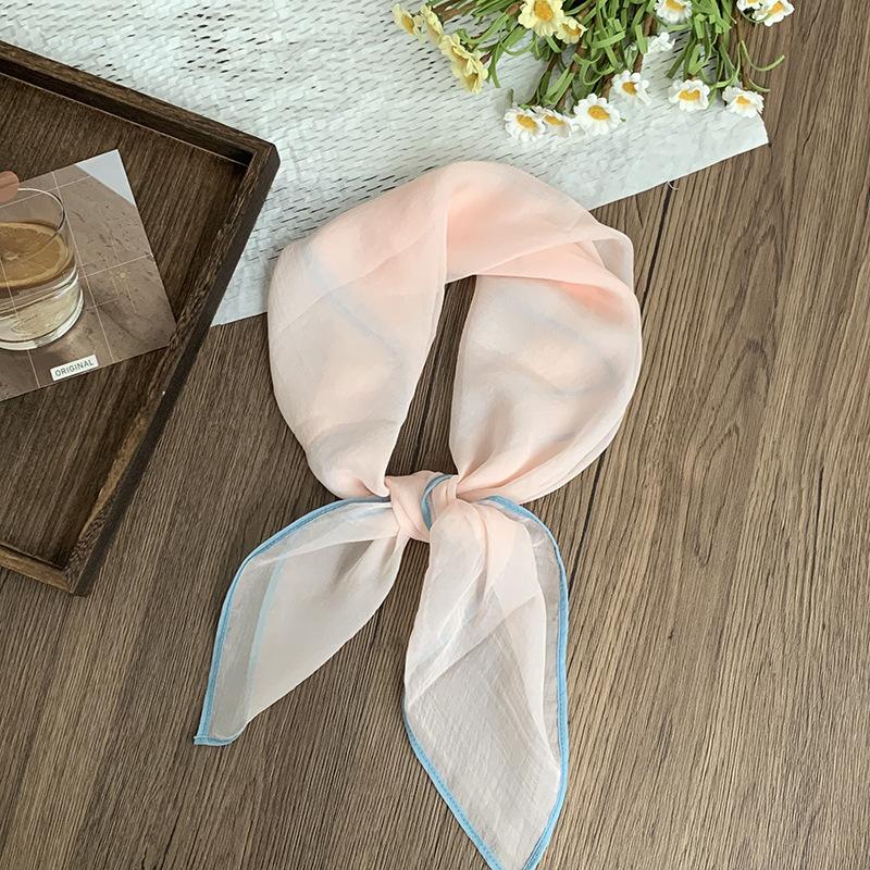 Silk scarf square scarf high-end summer solid color soft fashion scarf with shirt thin scarf scarf shawl