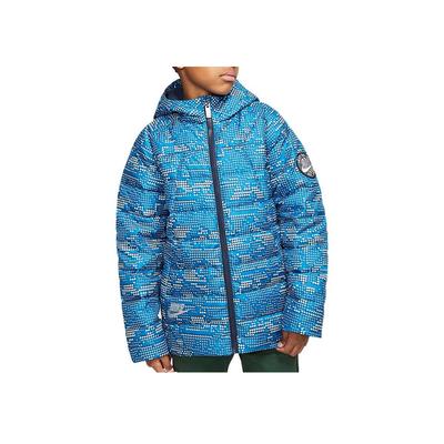 Chaqueta de Plumas con Estampado de Logotipo y Capucha con Cremallera para Invierno Chaquetas para Niños Azul HA5143-495