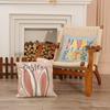 Easter Cartoon Bunny Pillow Linen Letter Print Combination Square Pillowcase Living Room Holiday Decorative Cushion