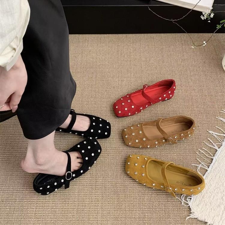 Fashion Spring Flats Women Loafers Shoes Square Toe Crystal Dress Shoes Casual Woman Sport Sandals 2025 New Brand Lolita Mujer Zapatos