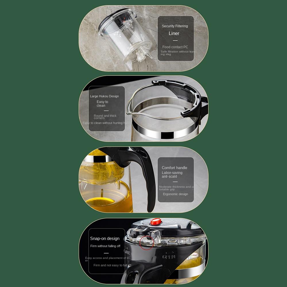 With ABS Handle Glass Teapot Heat-resistant Filter Tea Cup Durable Separation Bubble Teapot