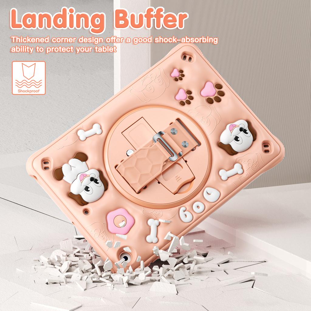 For iPad 10.2 (2021)/(2020)/(2019) Case Kickstand Cute Dog PC+Silicone+TPU Tablet Cover