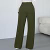 Modische Damen-Farbhose mit weitem Bein, hoher Taille, lockeren Taschen mit Kordelzug, Freizeithose