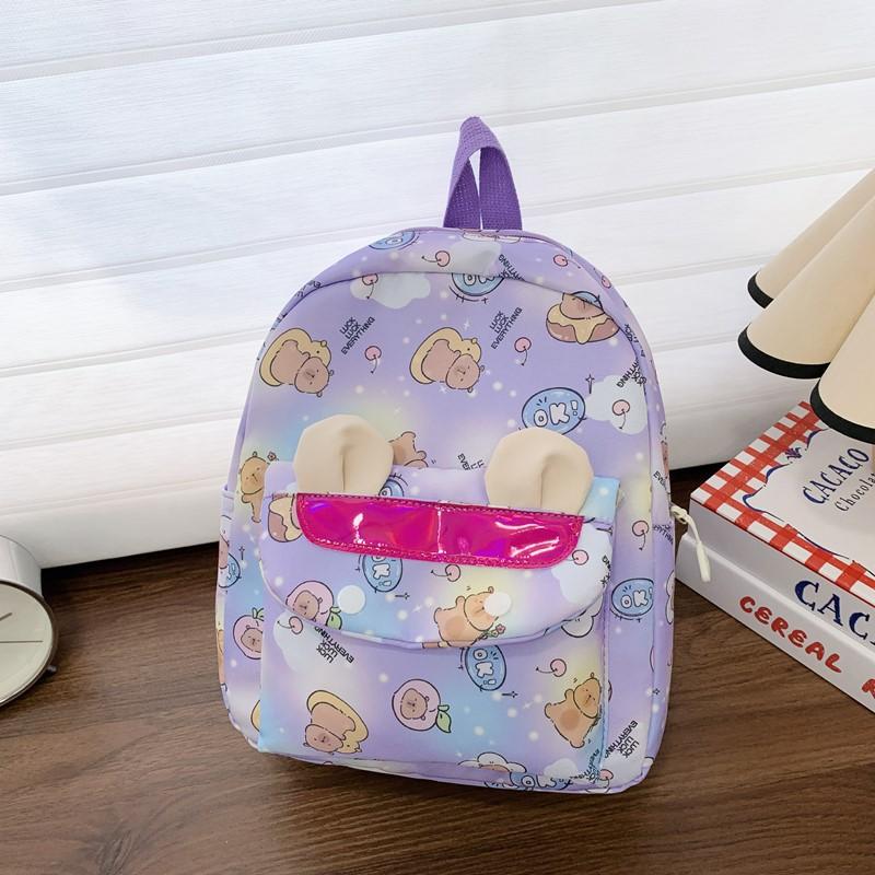 Mengqu Kapibara Boys And Girls Backpack Kindergarten Elementary School Bag Foreign Style Printed Children'S Backpack