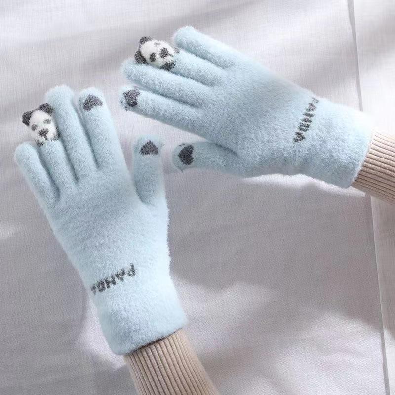 Niedliche Damen-Touchscreen-Plüschhandschuhe: Warm, verdickt für Frühling & Herbst Radfahren