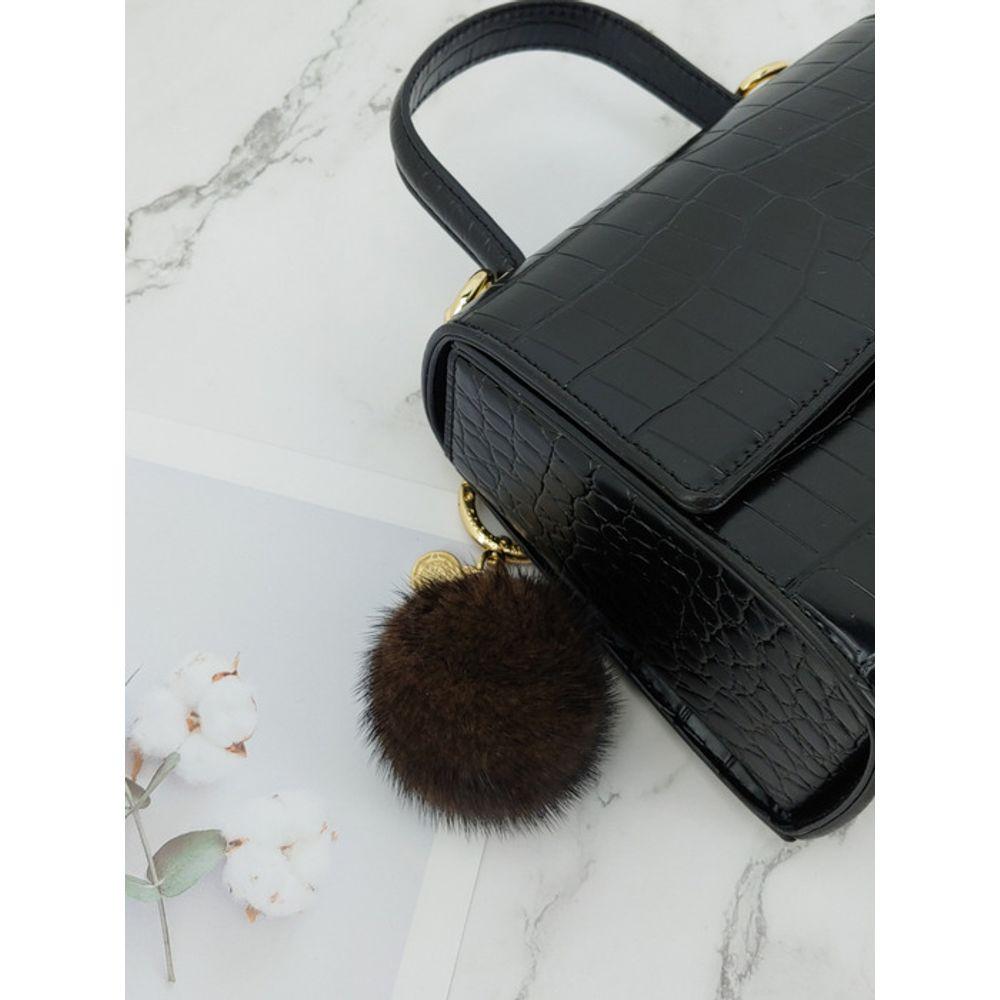 MAIA Mink Fur Keychain & Charm - Brown