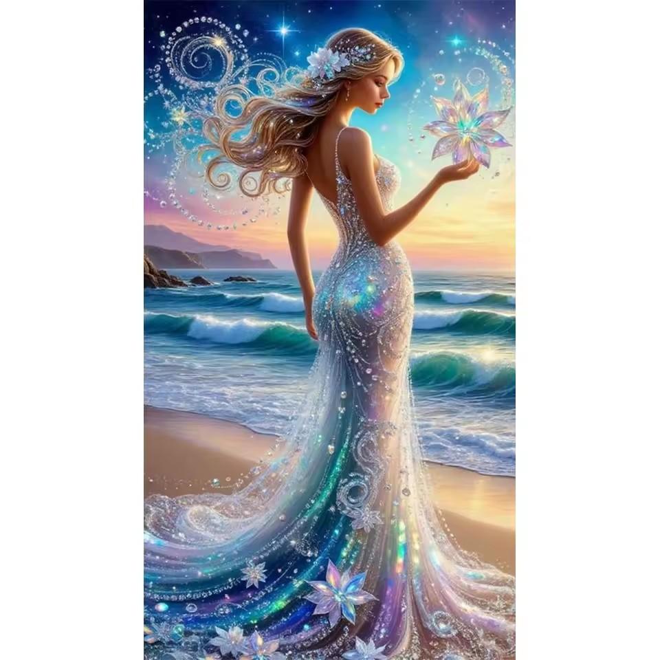 5D Diy Diamond Painting Long Dress Women Diamond Mosaic Flower Butterfly Rhinestone Art Cross Embroidery Large Home Decoration