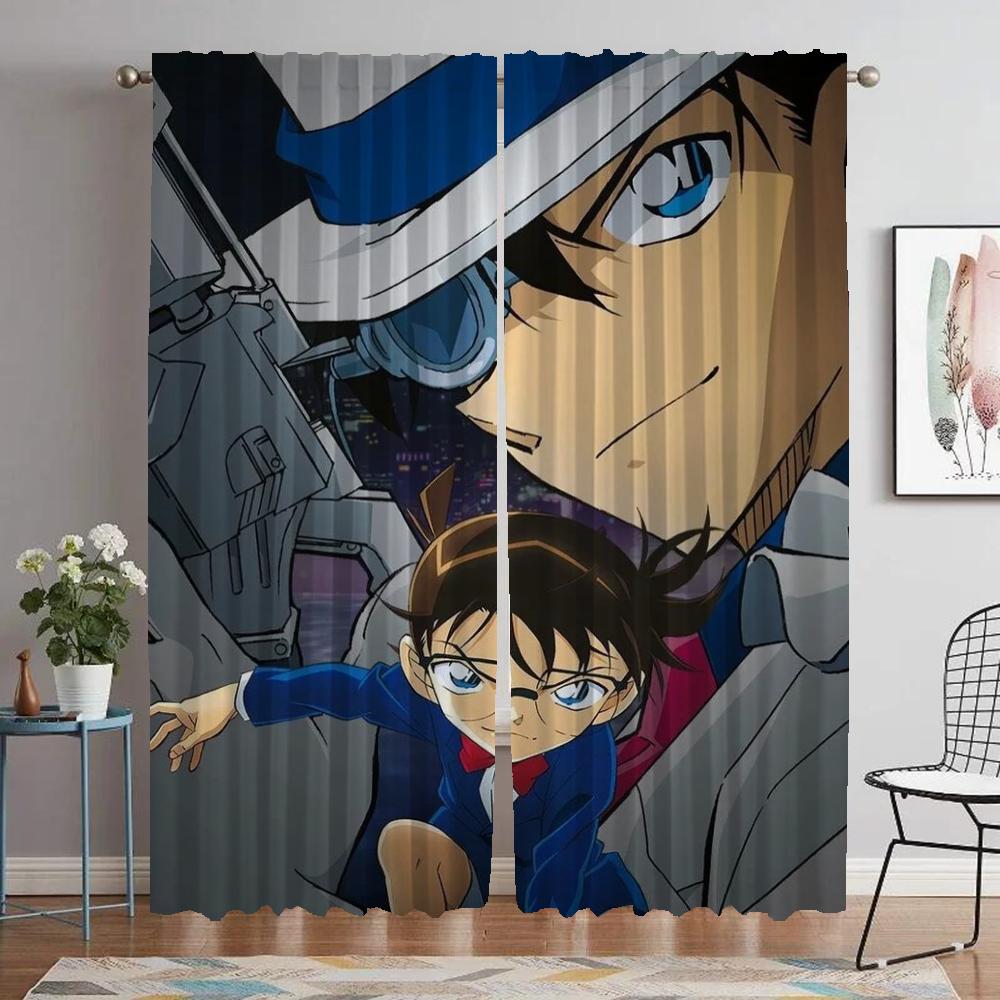 Home Interior Curtains for Camera Detective Conan Living Room Curtain Kitchen Curtains 2 Pieces Partition Shades Blackout Child