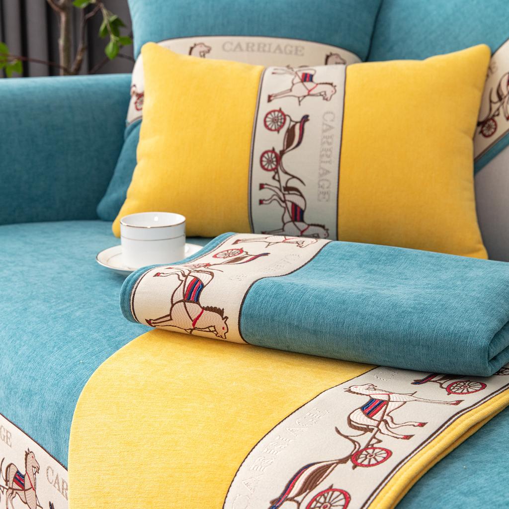 Žinylkový žakárový okraj Potahy na pohovku Celoroční dekorace obývacího pokoje Polštář na pohovku Protiskluzový potah na gauč Ručník na pohovku Domácí dekorace