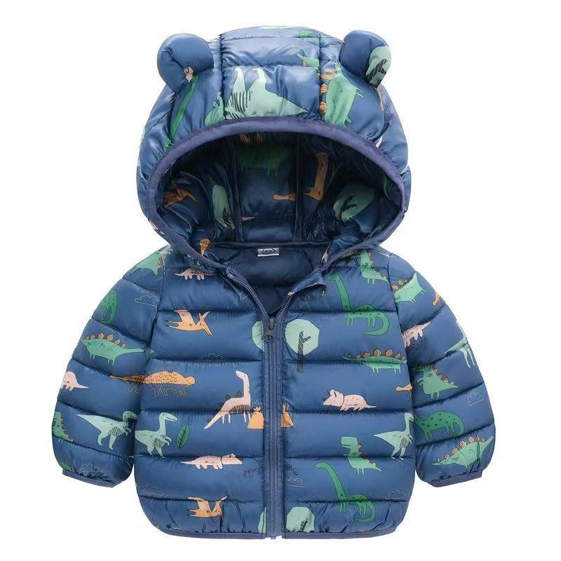 Autumn and Winter Boys and Girls Hooded Down Jackets Warm Lightweight Cotton Coat Jacket fashion cute cartoon print cotton-padded clothes