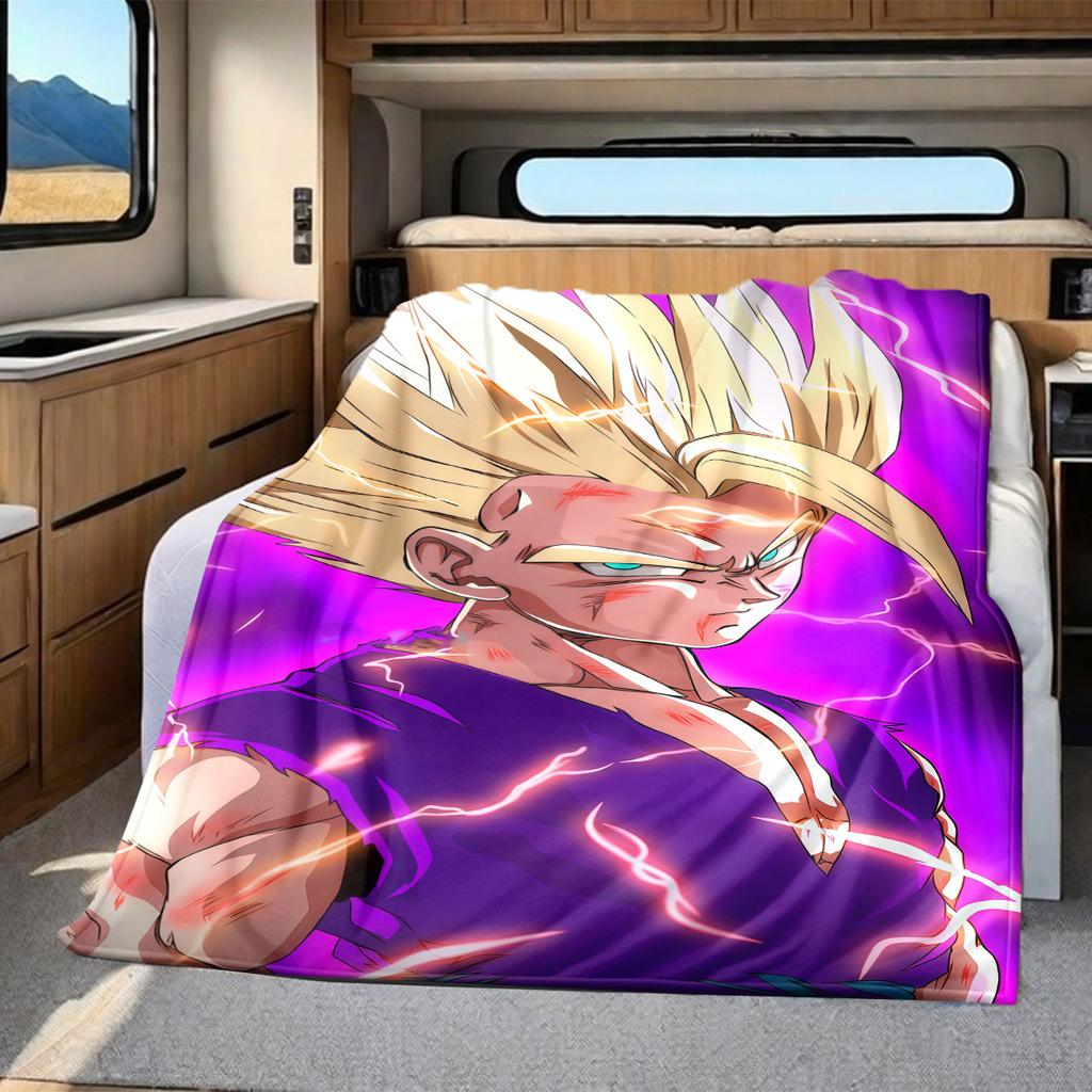 1 Stück Son Goku Druck Flanelldecke, Hohe Qualität für alle Jahreszeiten, Heimdekoration, Wärme und Komfort, Perfekt für Weihnachtsgeschenke