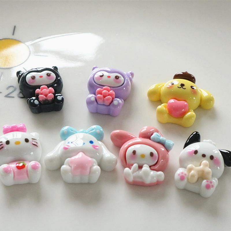 10Pcs New Mini Kawaii Cartoon Animal Girl Series Flat Bottom Scrapbook  Diy Jewelry Making Hairwear Accessorie A16