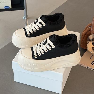 Leather Velvet Muffin Shoes Women's Winter New Thick-soled Versatile Casual Shoes Heightening Warm Cotton Shoes