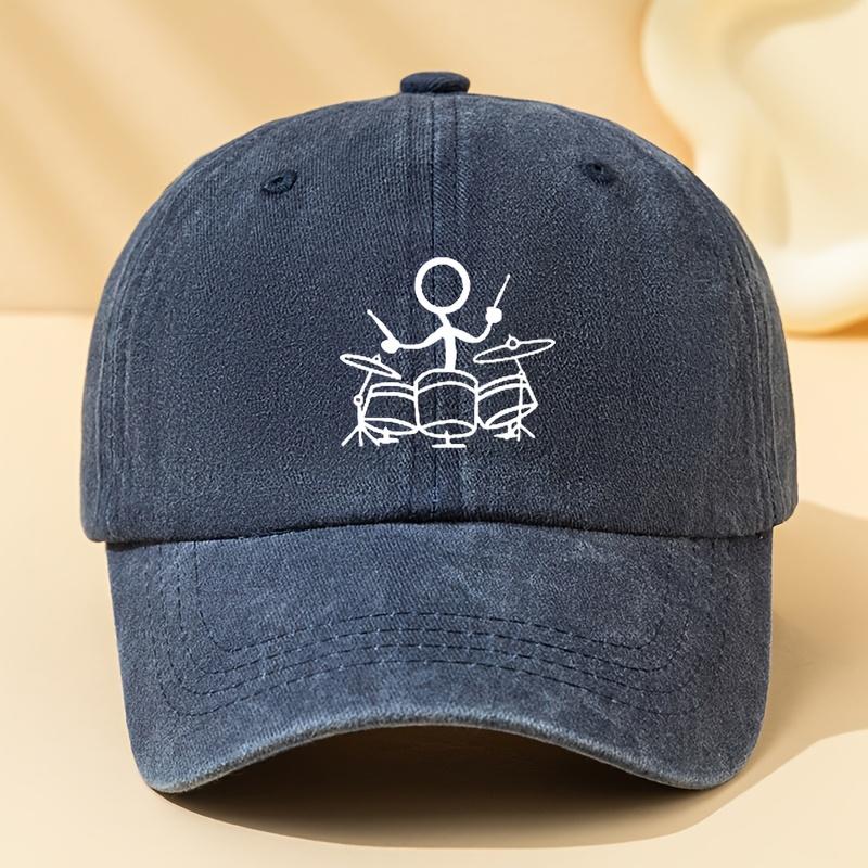 

Drum Print Retro Washed Baseball Cap Adjustable For Both Men And Women, Suitable For Outdoor Sports, Camping, And Leisure Adjustable