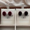 Light Luxury Red Velvet Stud Earrings Autumn And Winter Personalized Stud Earrings Temperament Advanced Warmth Elegant Retro Earrings