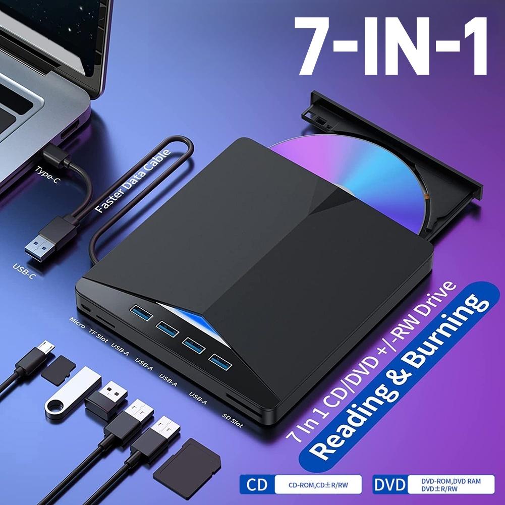 7 in1 USB 3.0 Type C External CD DVD RW Optical Drive DVD Burner Reader Player Super Optical Drive For PC Laptop Notebook