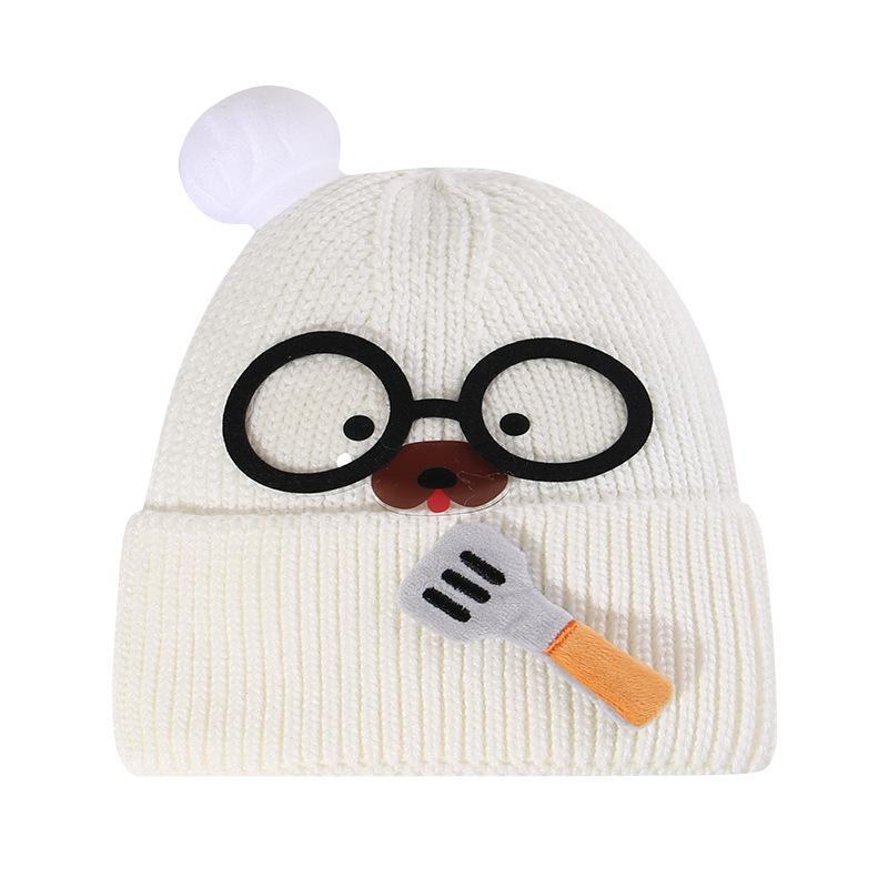 Women's Wool Hat with Autumn and Winter Versatile Sweet Knitted Hat with Ear Protection and Warm Face Showing Small Glasses Pullover Hat