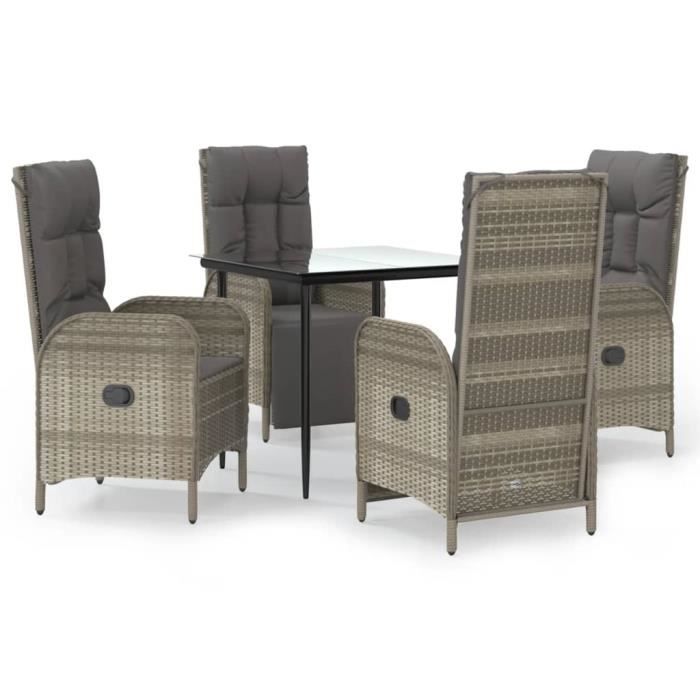 VidaXL Garden Dining Furniture and Cushions 5 Pcs Black and Grey 3185185