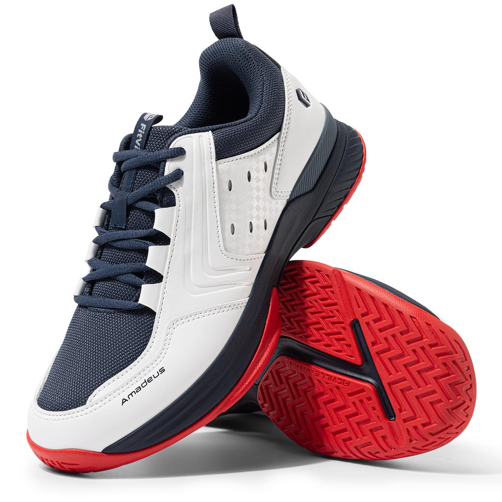 Men's Wide Tennis Shoes Breathable All Court Sneakers with Arch Support for Racquetball and Badminton