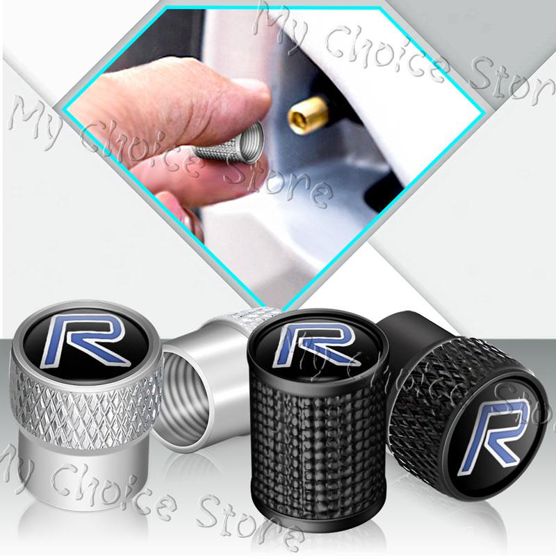 4Pcs R Design Logo Emblem Metal Car Tire Valve Caps Wheel Stem Air Dust Covers For Volvo V40 V60 XC40 XC60 XC90 C30 Accessories