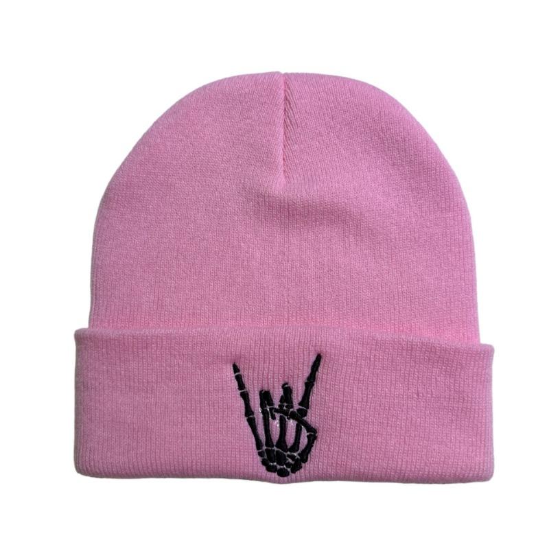Halloween Knitted Hat, Skull Finger Embroidered Knitted Hat, Winter Warm Hat Personalized Fashion Men and Women