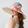 Cappello da Pescatore Estivo a Tesa Larga Double-Face con Stampa Parasole per Donna