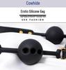 Men's Small Silicone Cowhide-Style Gag Ball with Breathable Hole for Deep Throat Comfort