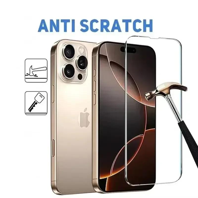 6Pcs 100D Tempered Glass For iPhone 13 14 11 12 15 16 Pro Max Mini Screen Protector For iPhone XS MAX X XR 7 8 16 Plus SE Glass