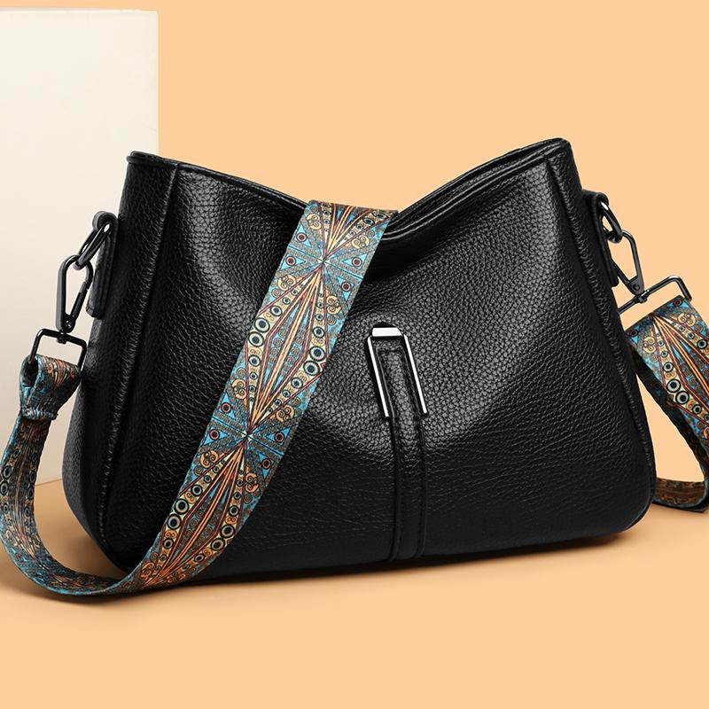 Módní velkokapacitní měkká kožená dámská taška přes rameno Trendy taška pro maminky Každodenní sladění PU materiál Zip Ramenní tašky