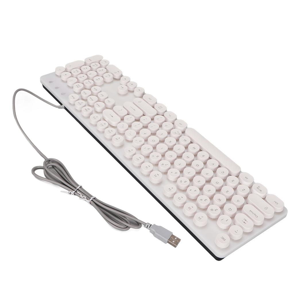 Mechanical Gaming Keyboard RBG Backlit USB 104 Keys Wired Retro Punk Computer Keyboard for Laptop White