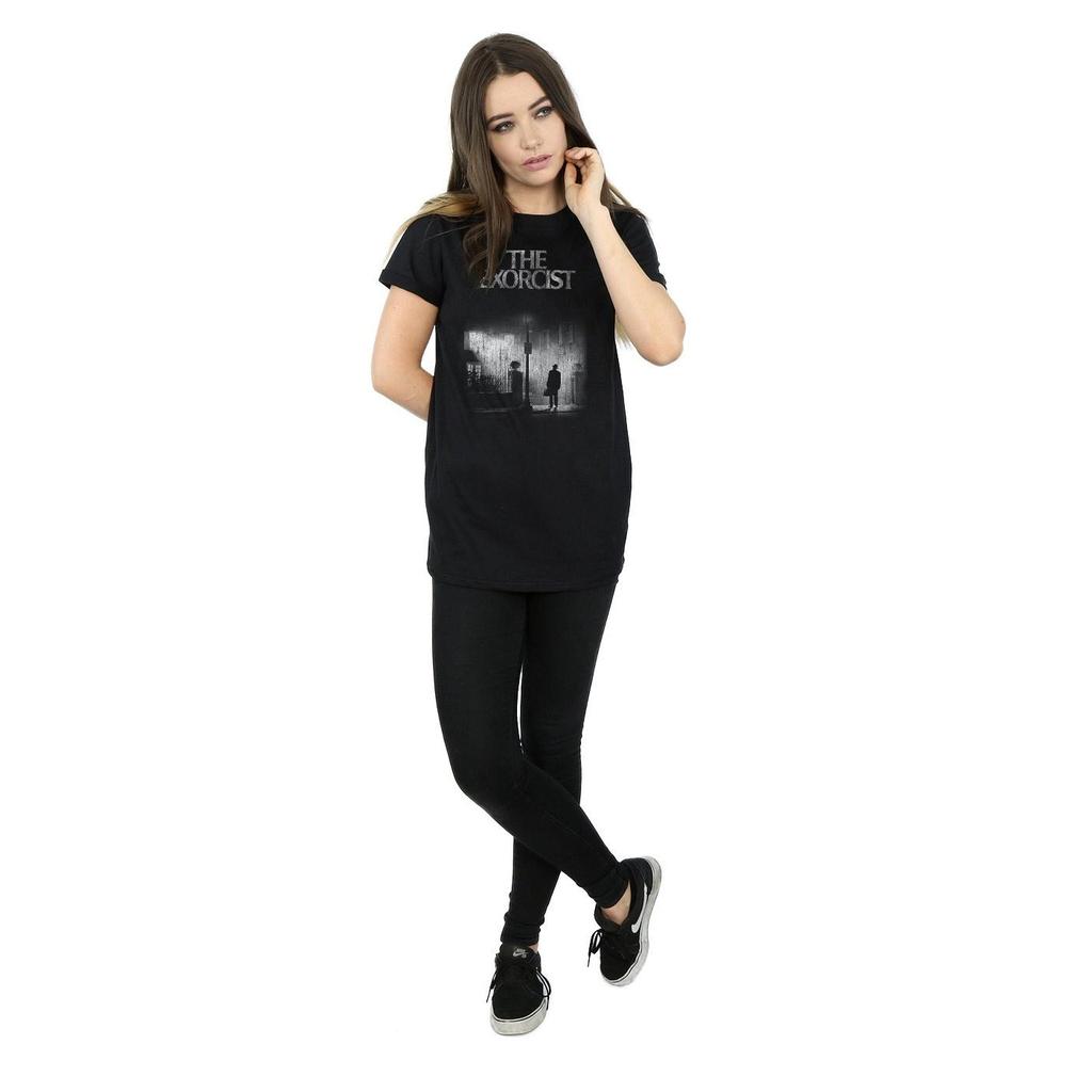 The Exorcist Womens/Ladies Mono Distressed Poster Cotton Boyfriend T-Shirt