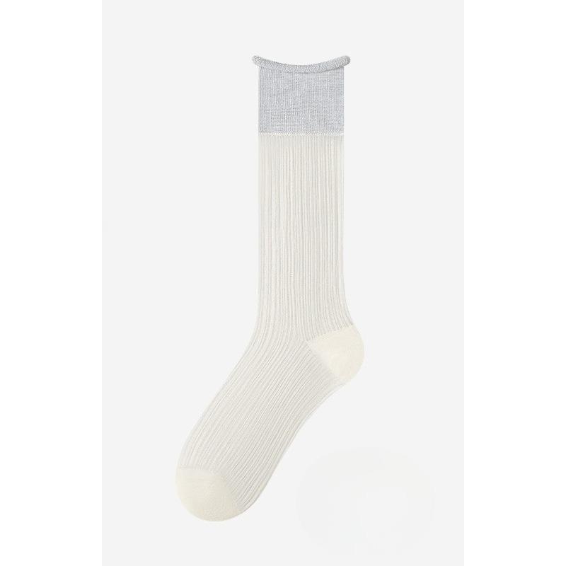 Summer Girls' Crystal Silk Stockings, Mid-calf Socks, Light, Breathable and Versatile, College-style Socks