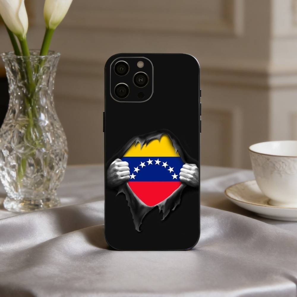 

V-Venezuela-A F-Flag-G Phone Case For iPhone 17,16,15,14,13,12,11 Plus,Pro Max,XS,Soft Silicone Black Cover iPhone15promax