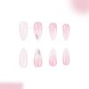 24PCS Ombres Glitters Press On Nail Medium Almond Shape White Heart Design Reusable Fake Nail ABS