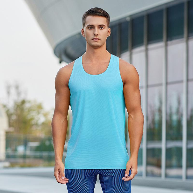 

Новый спортивный жилет мужской свободный летний чистый хлопок фитнес и бодибилдинг быстросохнущий безрукавка плечо белая базовая рубашка без рукавов футболка XXL синий