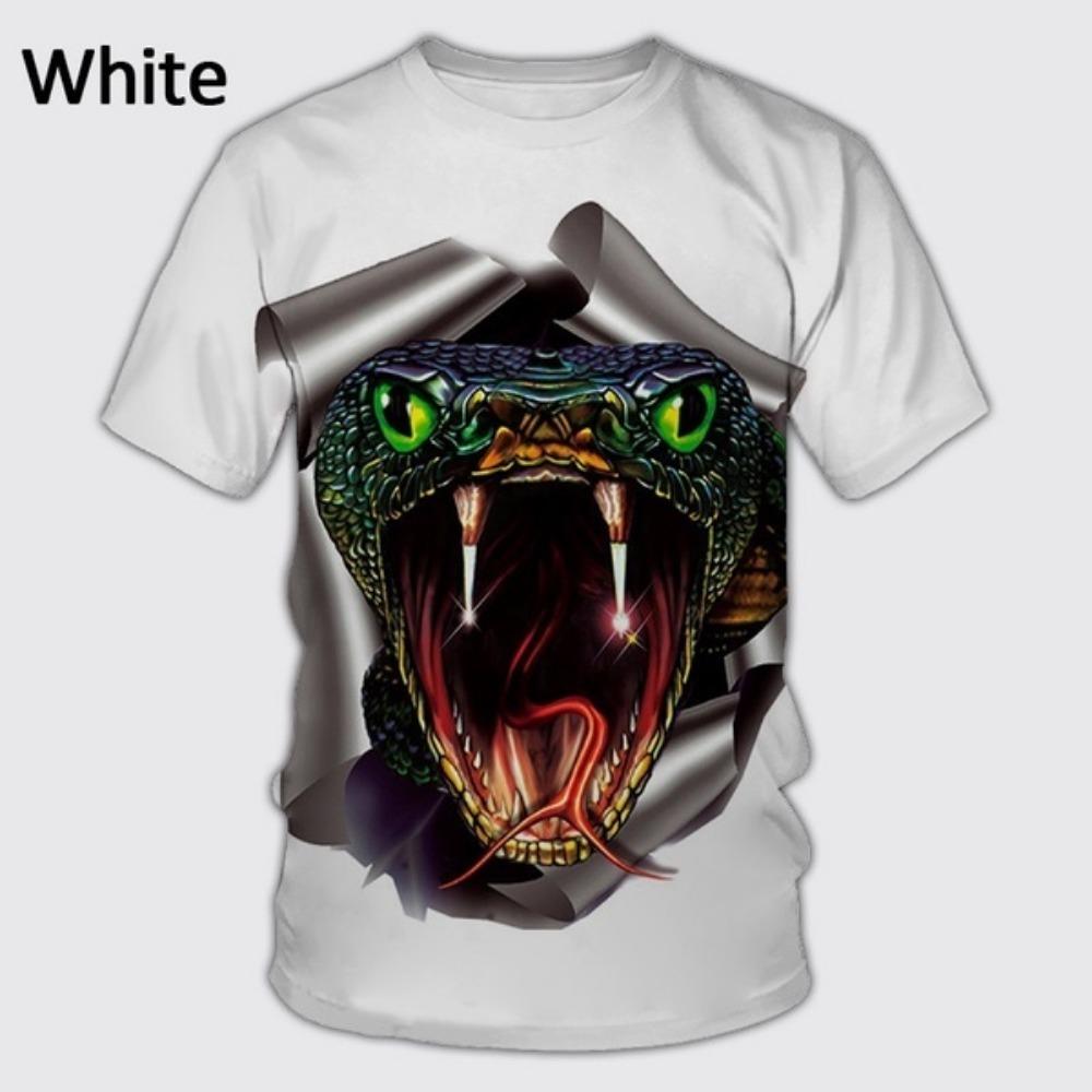 Summer Snake Tshirts for Men 3D Printing Animal T Shirt Casual Fashion Hip-Hop Cool Round Neck Short Sleeve Top