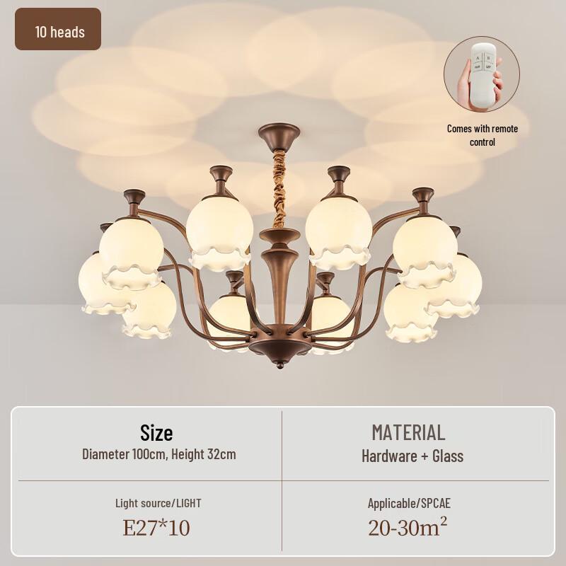 

Vintage Style 10-Head Round Pendant Light