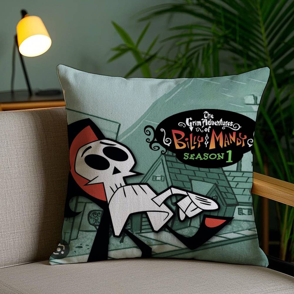 B-Billy & Mandy'sAdventure Pillow Case Home Dorm Chair Back Short Plush Double-sided Printing Office Nap Time Cushion Cover