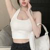 Sexy Spice Neck Halter Small Suspender Female Slim Short Navel Solid Color Threaded Versatile Short Top Trendy Summer