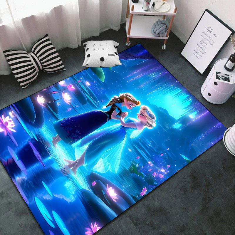 Frozen-themed floor protection rug, Elsa princess cartoon rug, suitable for room décor and as a gift.