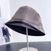 Leather brim hemming retro short brim bucket hat women's autumn elegant versatile basin hat vacation travel sunscreen bucket hat