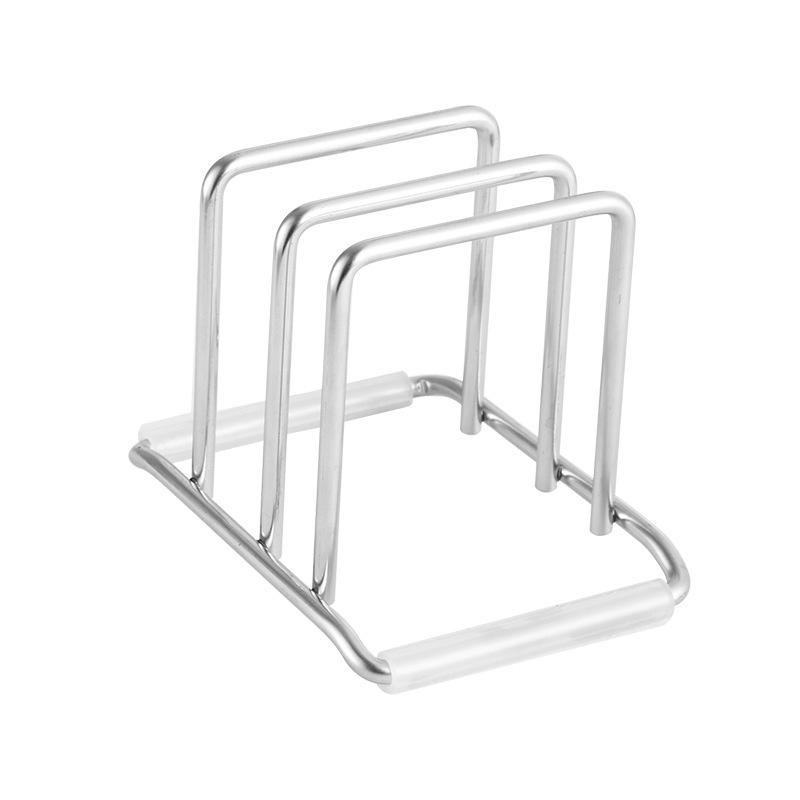 304 Stainless Steel Double-Slot Cutting Board and Pot Lid Rack - 6MM Thickened Shelf for Kitchen Storage
