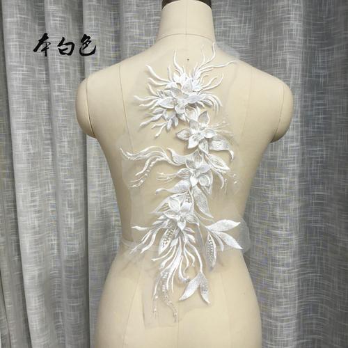 2PCS.Multicolor Beaded Lace Embroidery Flower ,Big Flower Patch,Children's Wedding Dress Costume,DIYDecorative Flower Stickers