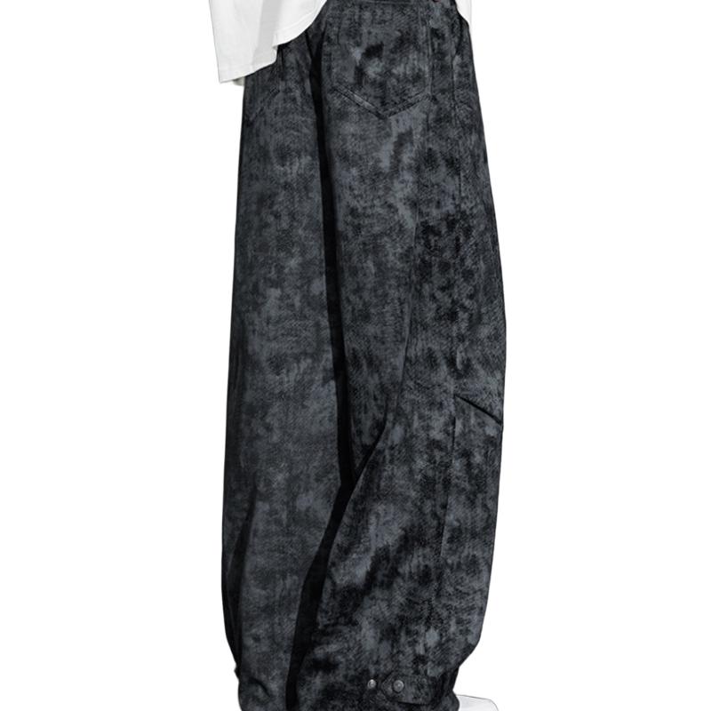 Spring Autumn Elastic Waist Tie Dye Wide Leg Loose Casual Pants Male Streetstye Trousers Men