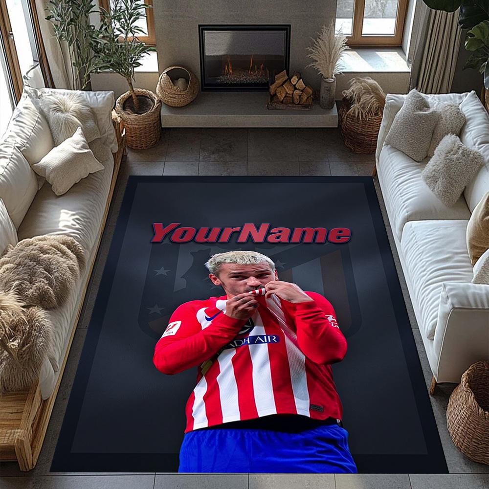 Atletico Madrid Personalized Name Area Rug Perfect for Dining Room Outdoor Hallway Study room Anti-slip Rug Office home decor