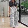 BITCED Summer Set Shirt Top with V-Neck Fashion Print Wide-Leg Trousers Stylish Set