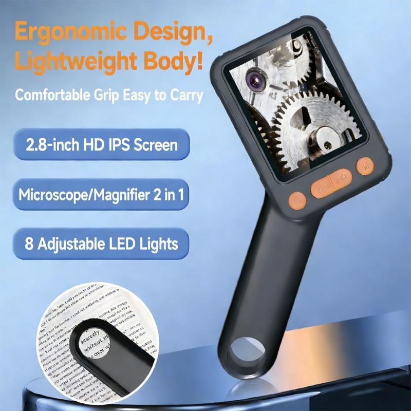 1000X Magnification Digital Microscope with 2.8 Inch Clear High Definition Screen Auto Focused for Educational Use Kids Adults